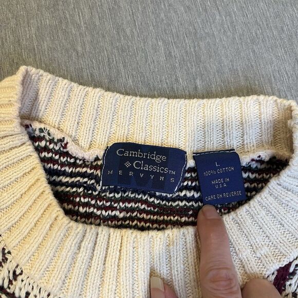 Vintage Mervyns Cambridge Classics Men Sweater Size Large Long Sleeve Cotton USA - Picture 10 of 11